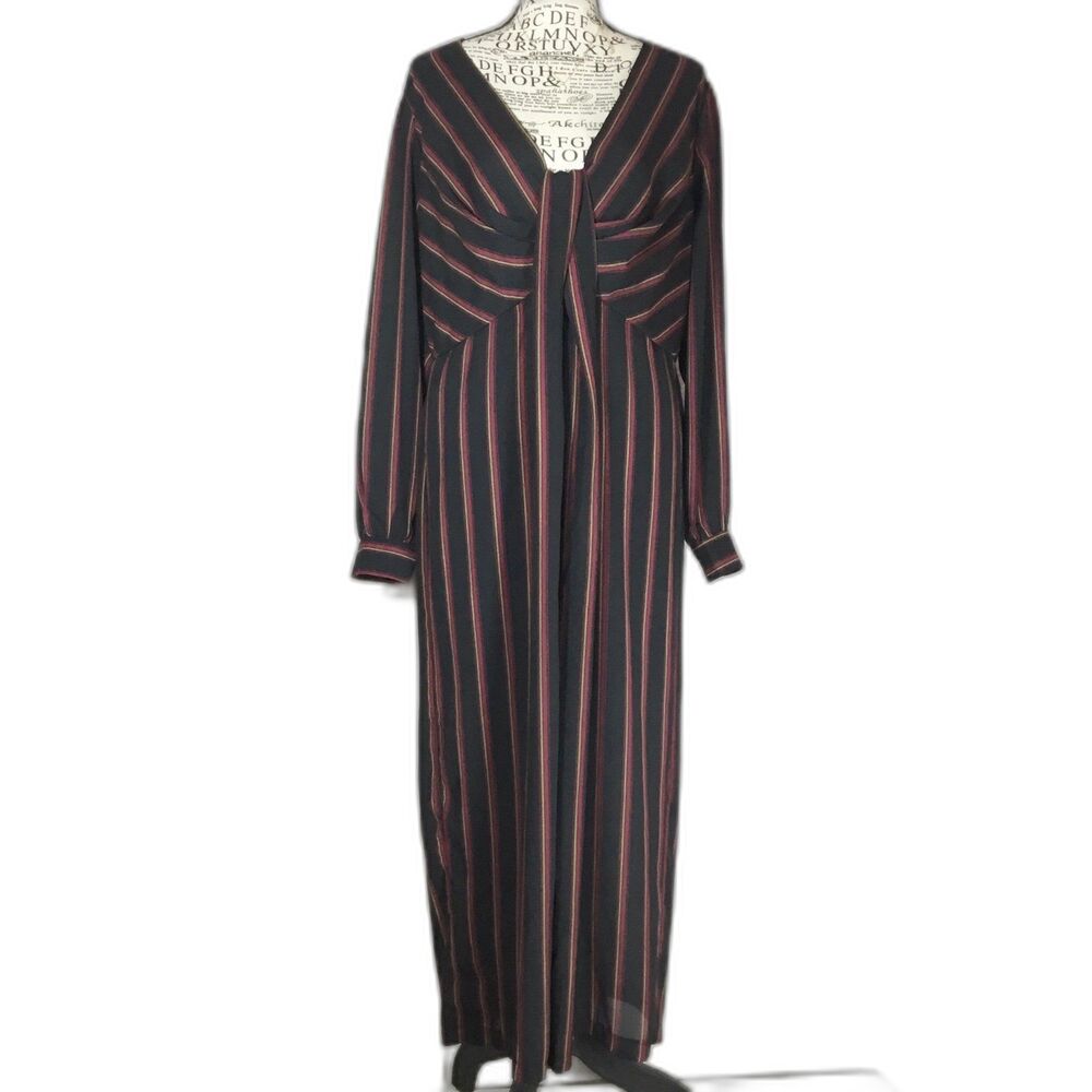 Free Press vee neck striped jumpsuit black red gold versatile business casual L